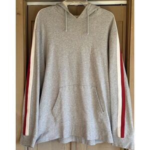 Pacsun Sweatshirt Men's Gray Pullover Hoodie Striped Relaxed Drawstring Size XL